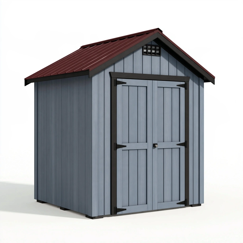 Abri de jardin 130 x 80 x 180 cm en résine gris bleu à double porte toit incliné