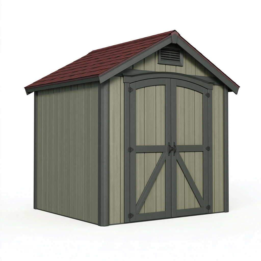 Abri de jardin 180 x 120 x 210 cm en résine vert olive avec double porte