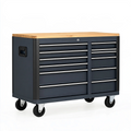 Servante d atelier 120 x 60 x 95 cm en acier bleu foncé avec plateau en bois et 11 tiroirs