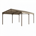 Carport 600 x 600 x 300 cm en acier brun avec toit incliné