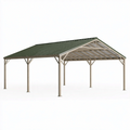 Abri voiture 600 x 300 x 270 cm en acier vert avec toit à deux pentes