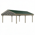 Abri voiture 600 x 300 x 270 cm en acier beige avec toiture métallique verte