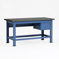 Établi d'atelier 160 x 70 x 90 cm en acier bleu et noir avec 2 tiroirs