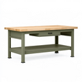 Établi 152 x 76 x 91 cm en bois et métal vert avec tiroir et tablette de rangement