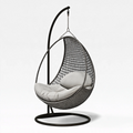 Fauteuil suspendu 105 x 105 x 195 cm en métal et résine tressée noir gris style contemporain