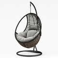 Fauteuil suspendu 105 x 195 cm en résine tressée noir et gris avec support intérieur extérieur couvert