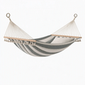 Hamac 300 x 100 cm en coton beige et gris avec barres en bois pour jardin