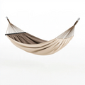 Hamac de jardin 300 x 140 cm en tissu beige et marron avec barre d'écartement