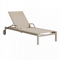 Bain de soleil 200 x 70 cm en aluminium beige inclinable à roulettes pour extérieur