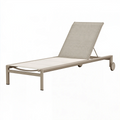 Bain de soleil 200 x 70 cm en aluminium beige avec dossier réglable et roulettes