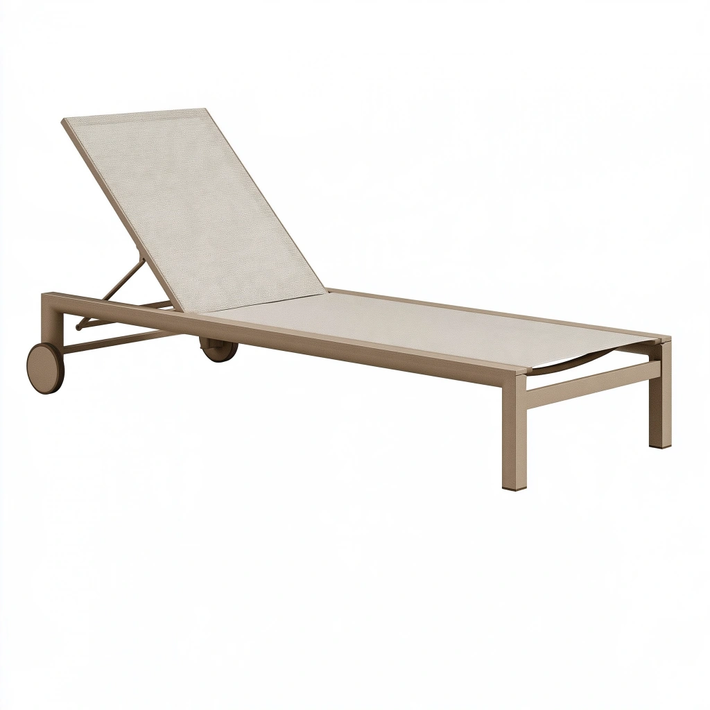 Bain de soleil 200 x 70 cm en métal beige avec dossier réglable