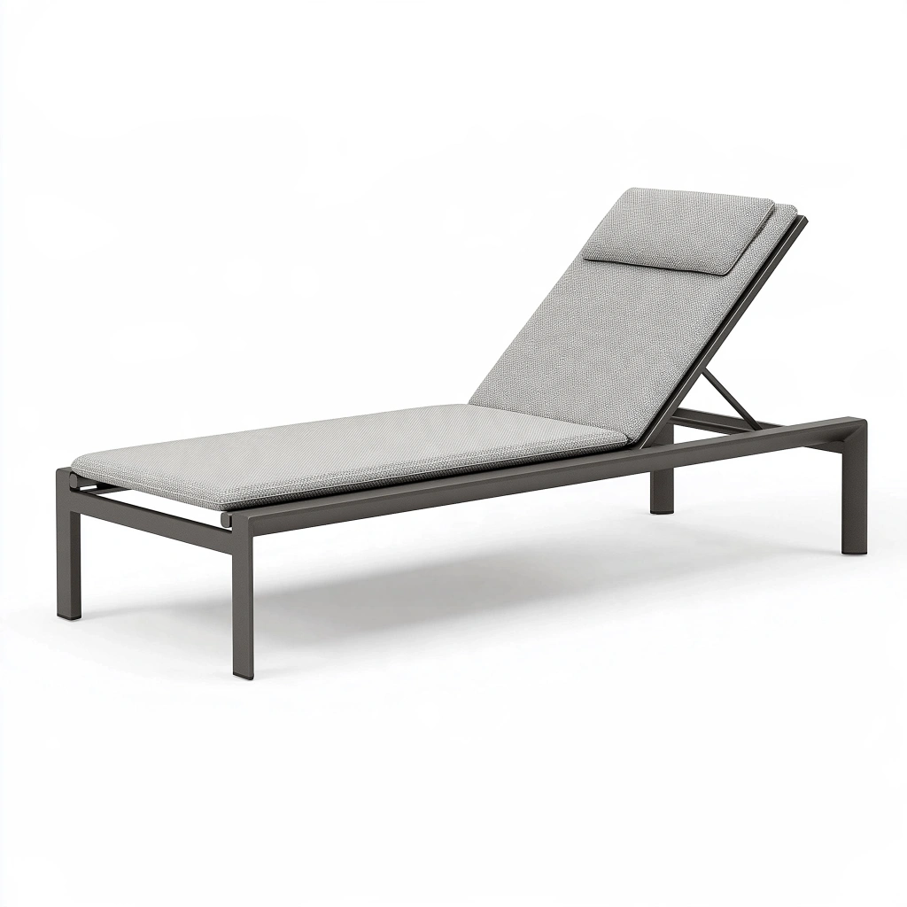 Bain de soleil 200 x 70 cm en aluminium gris pour extérieur - dossier inclinable contemporain