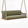 Balancelle suspendue 150 x 75 x 60 cm en bois et corde beige vert olive style bohème