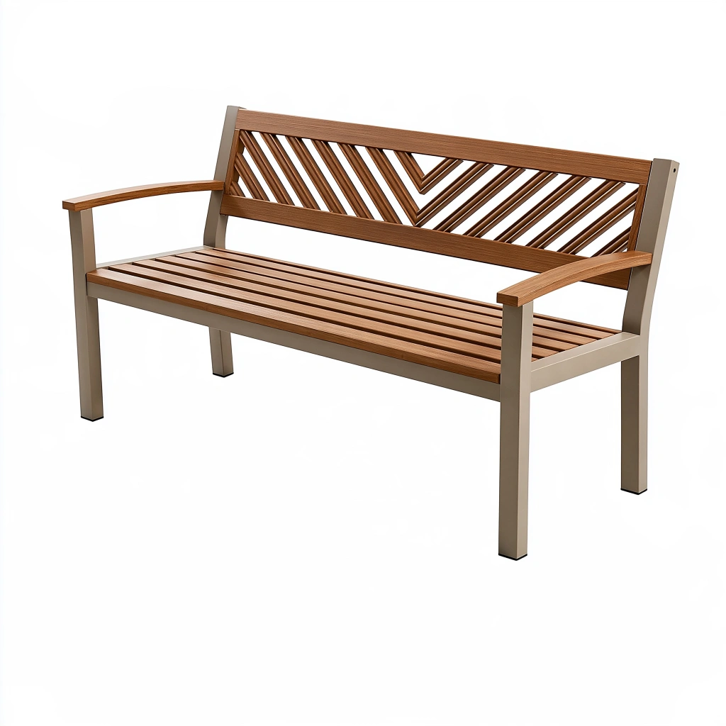 Banc de jardin 150 x 65 x 88 cm en métal et bois marron style contemporain