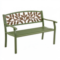 Banc de jardin 122 x 62 x 90 cm en métal vert motif feuillage 2 places